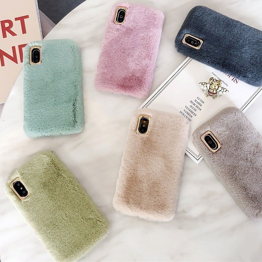 Rabbit plush phone case