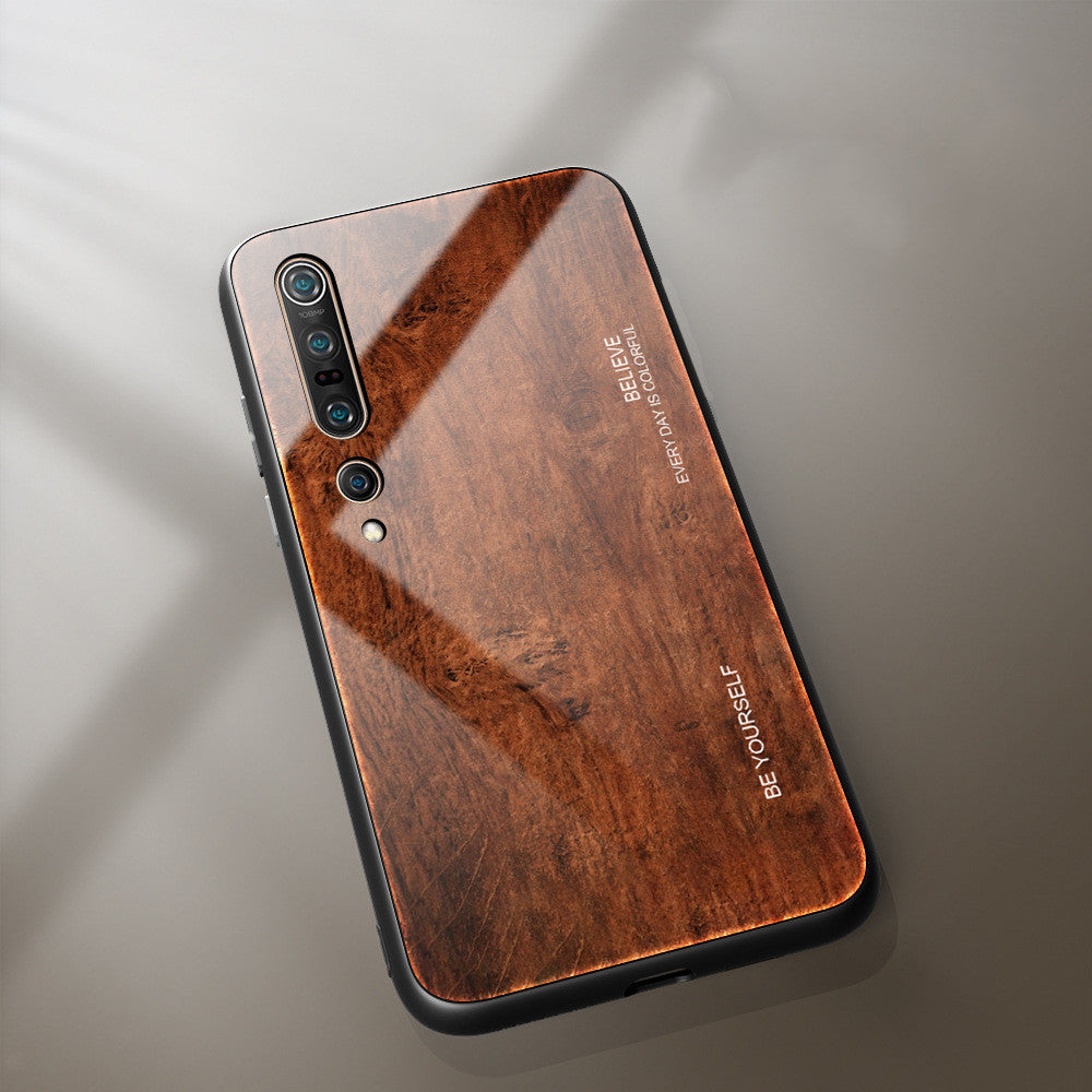 Wood grain glass phone case