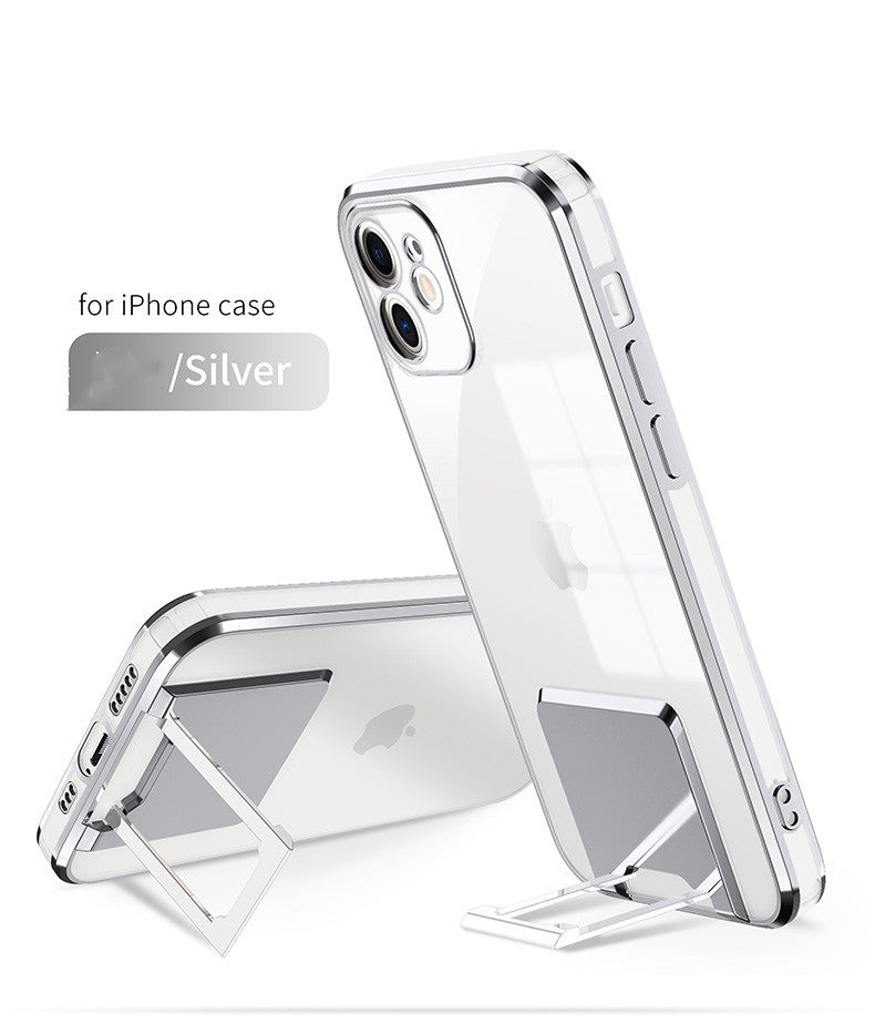 Transparent Bracket Phone Case Electroplating All-inclusive Protective Cover