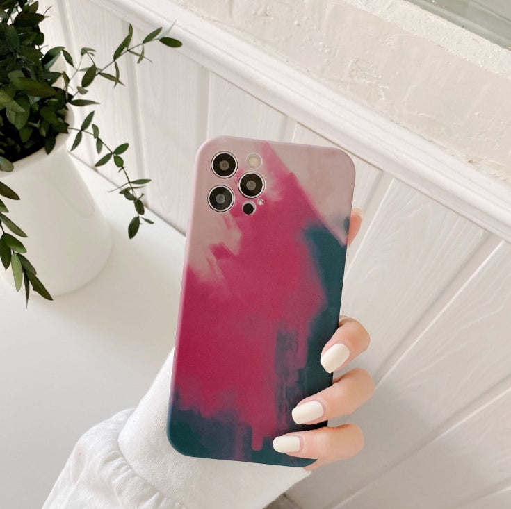 Compatible with Apple, Phone Case Oil Painting Gradient Geometry Soft Silicone Cases For iPhone 12 12Pro 11 Pro Max XR X 7 8Plus Abstract Cover