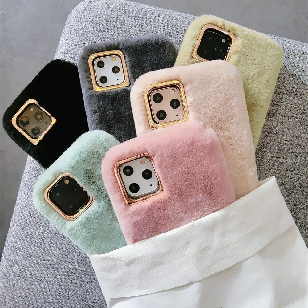 Rabbit plush phone case