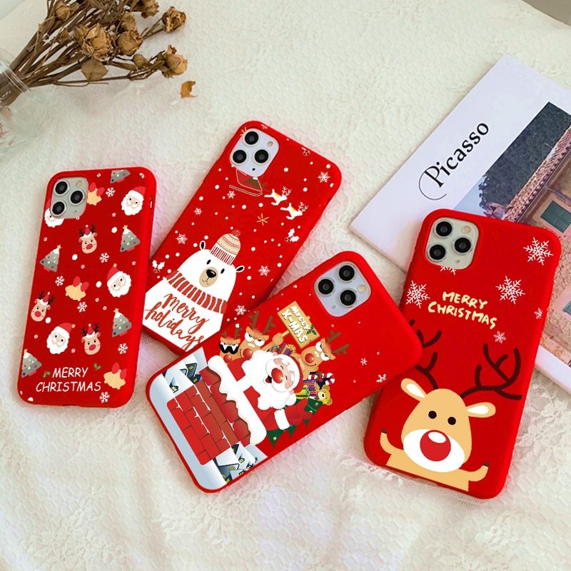 Christmas red cartoon frosted painted phone case