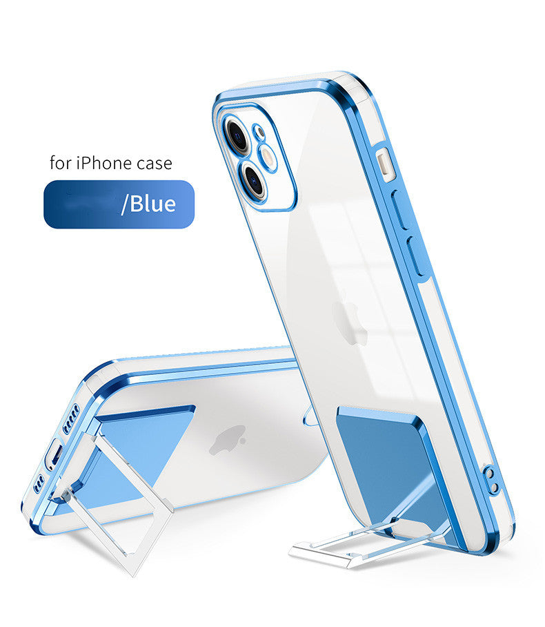 Transparent Bracket Phone Case Electroplating All-inclusive Protective Cover