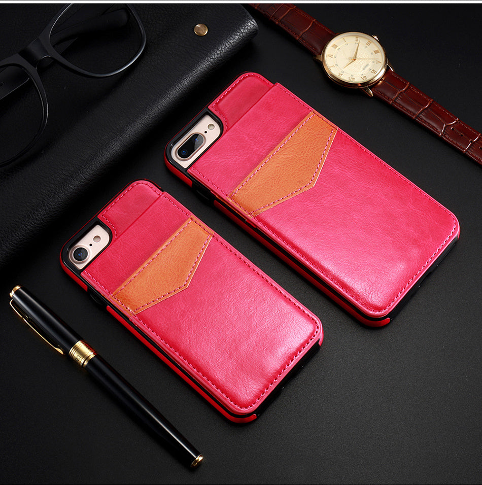 Compatible With Apple, Retro Leather Wallet Case For 8 7 6S 6 Plus Card Slot Holder Phone Cases