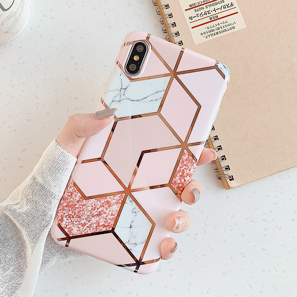 Compatible With  , Retro Geometric Marble Mobile Phone Case