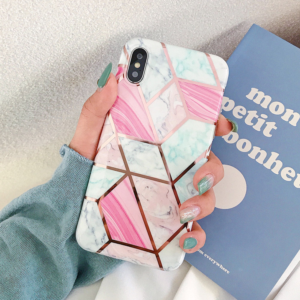 Compatible With  , Retro Geometric Marble Mobile Phone Case