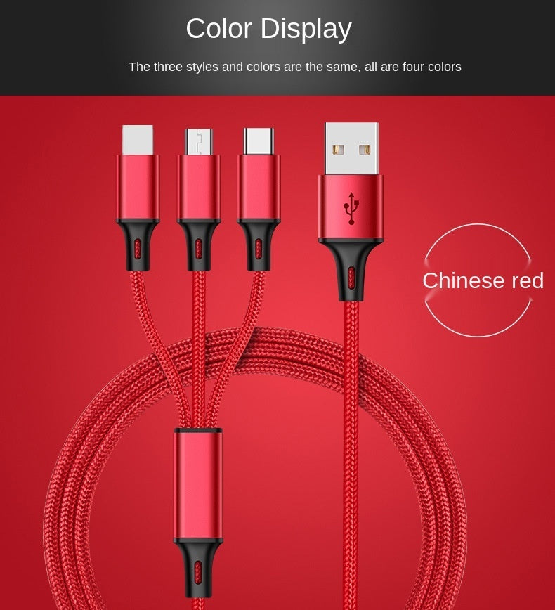 Three-head Mini Braided Three-in-one Data Cable