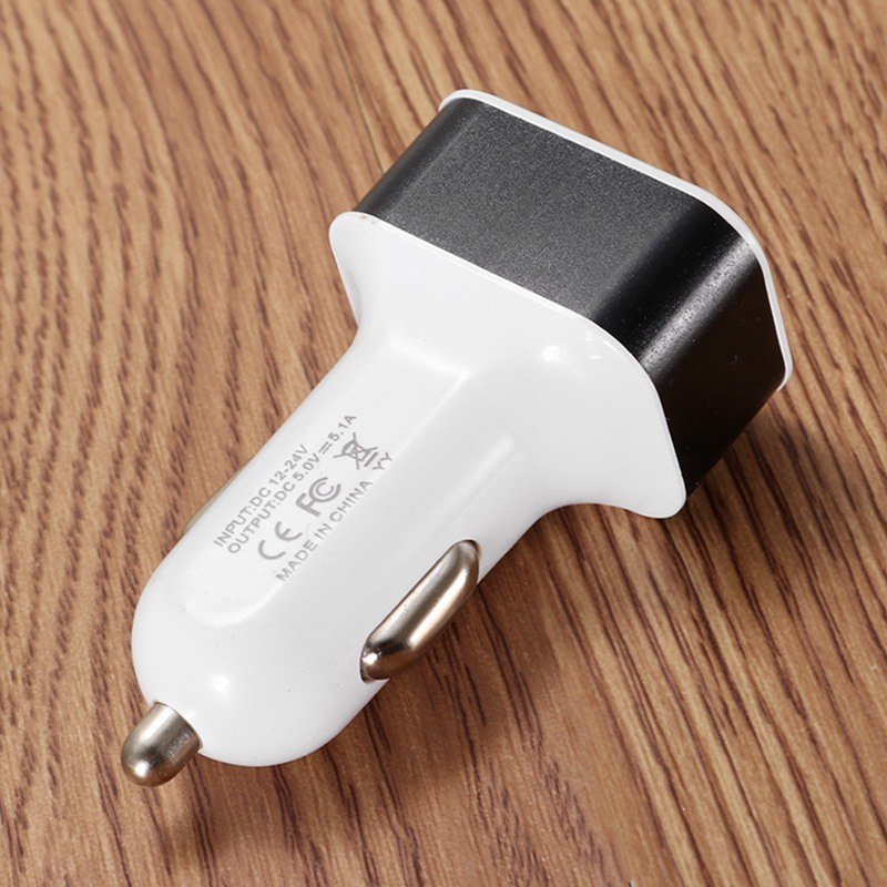 New 3USB car charger USB high-power universal car charger Square aluminum car charger