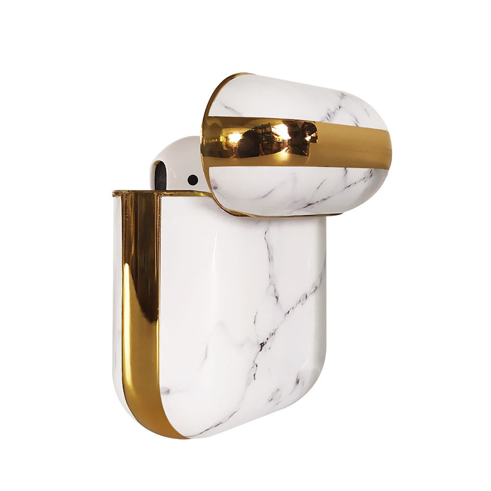 Compatible with Apple, Plating TPU Marble Pattern Soft Shell Air Pods Cover