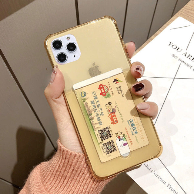 Compatible with Apple , Transparent card holder phone case