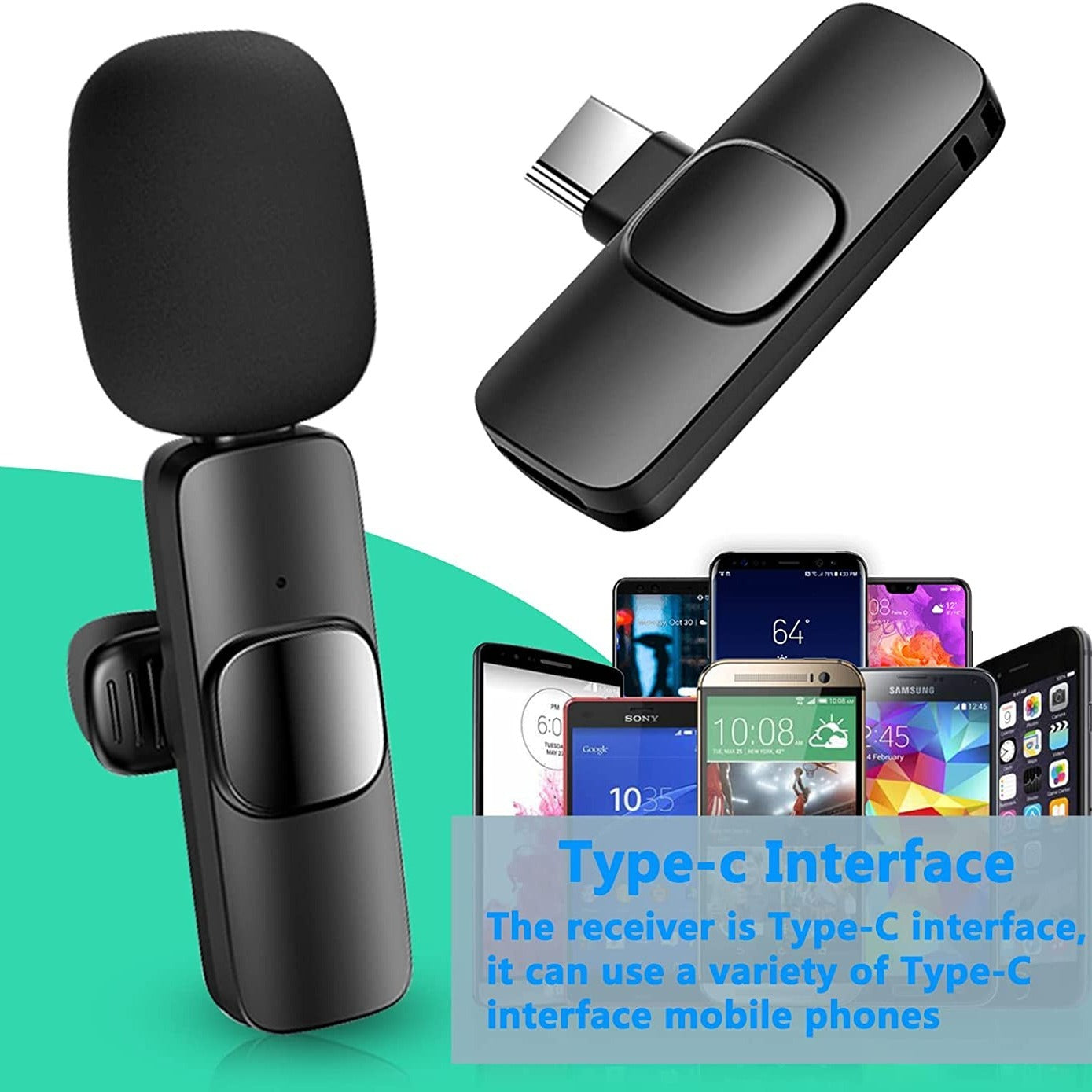 Microphone-Wireless Lavalier Lapel Microphone For iPhone iPad Professional Wireless Clip Mic - Cordless Omnidirectional Condenser Recording Mic For Interview Video Podcast Vlog YouTube