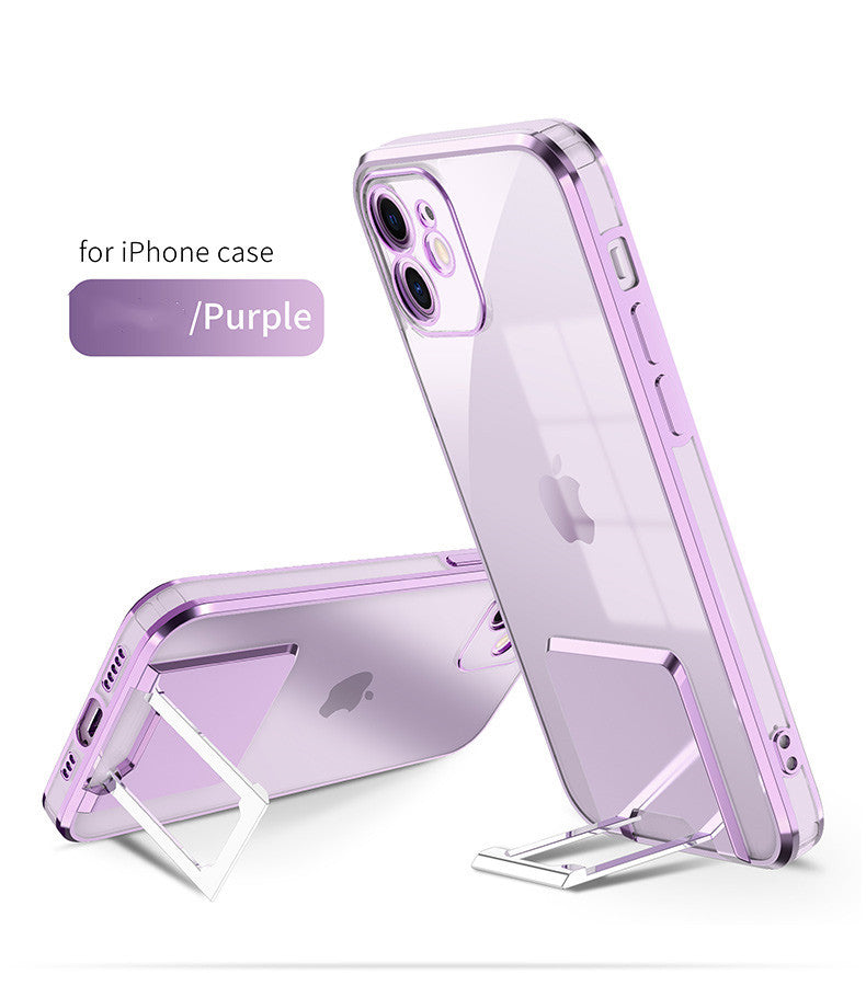 Transparent Bracket Phone Case Electroplating All-inclusive Protective Cover