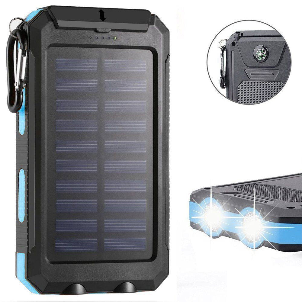 Solar Power Bank Compass 20000mAh Outdoor Mobile Phone Dual Headlights