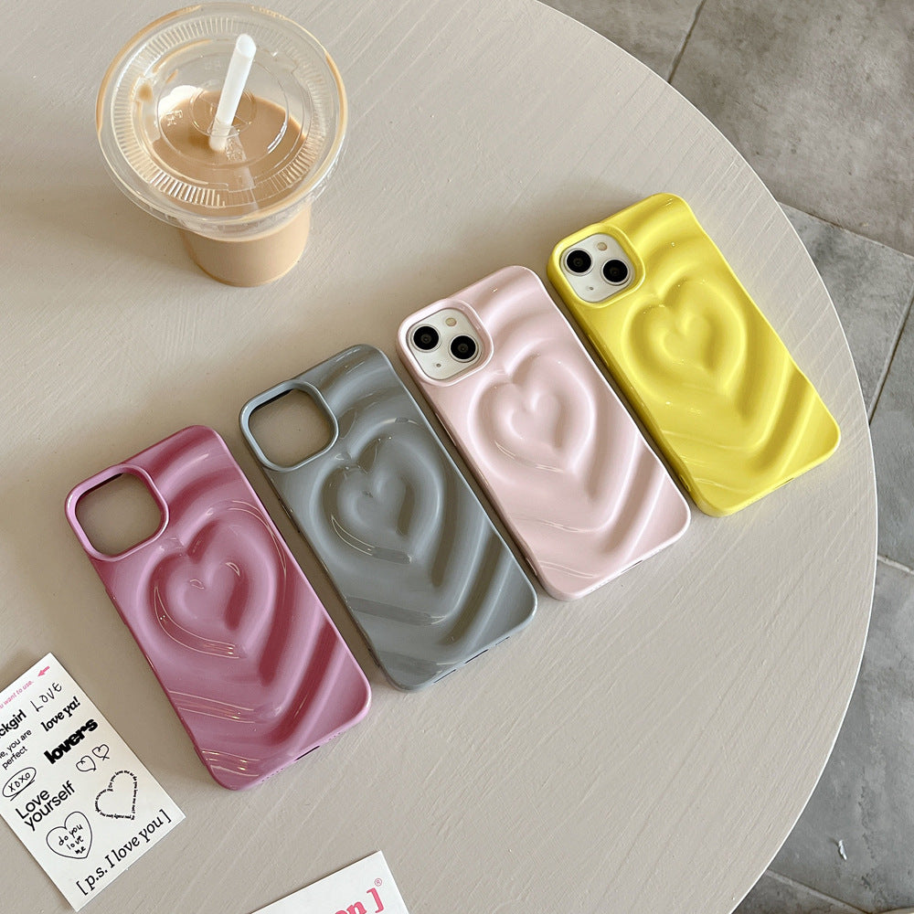 Solid Color Three-dimensional Love Phone Case