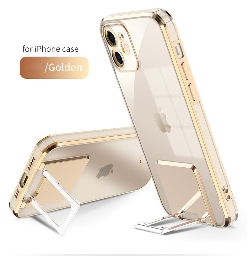 Transparent Bracket Phone Case Electroplating All-inclusive Protective Cover