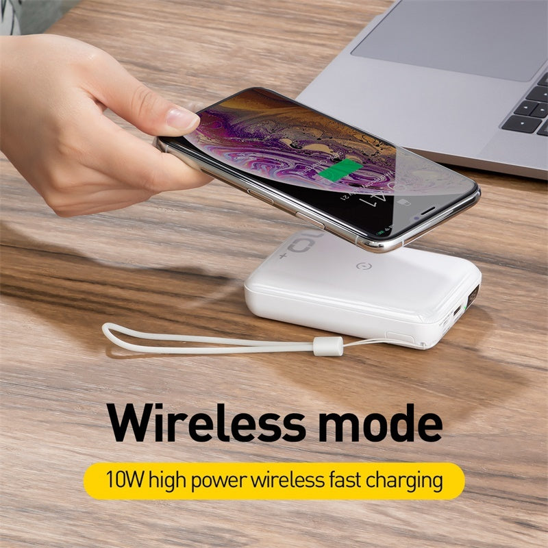 Small square wireless fast charge mobile power LED digital display portable 10000mAh