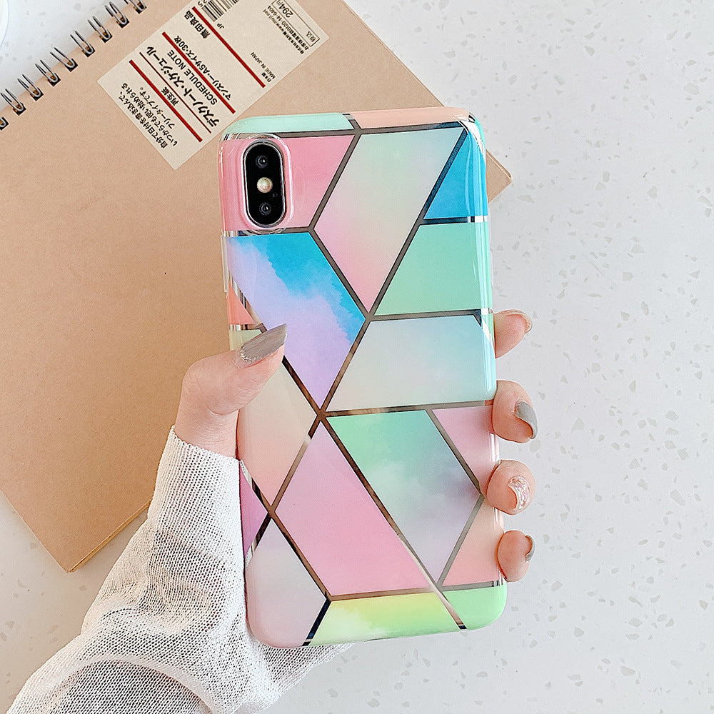 Compatible With  , Retro Geometric Marble Mobile Phone Case