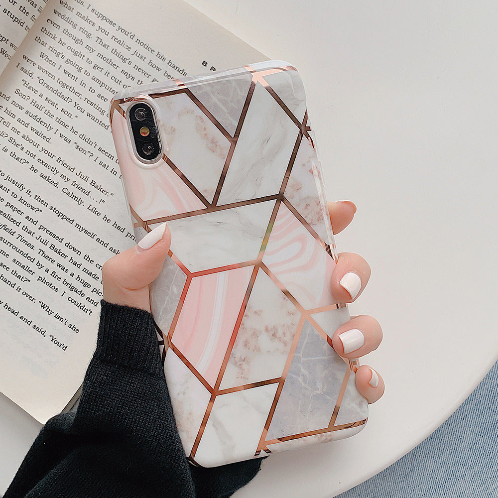 Compatible With  , Retro Geometric Marble Mobile Phone Case