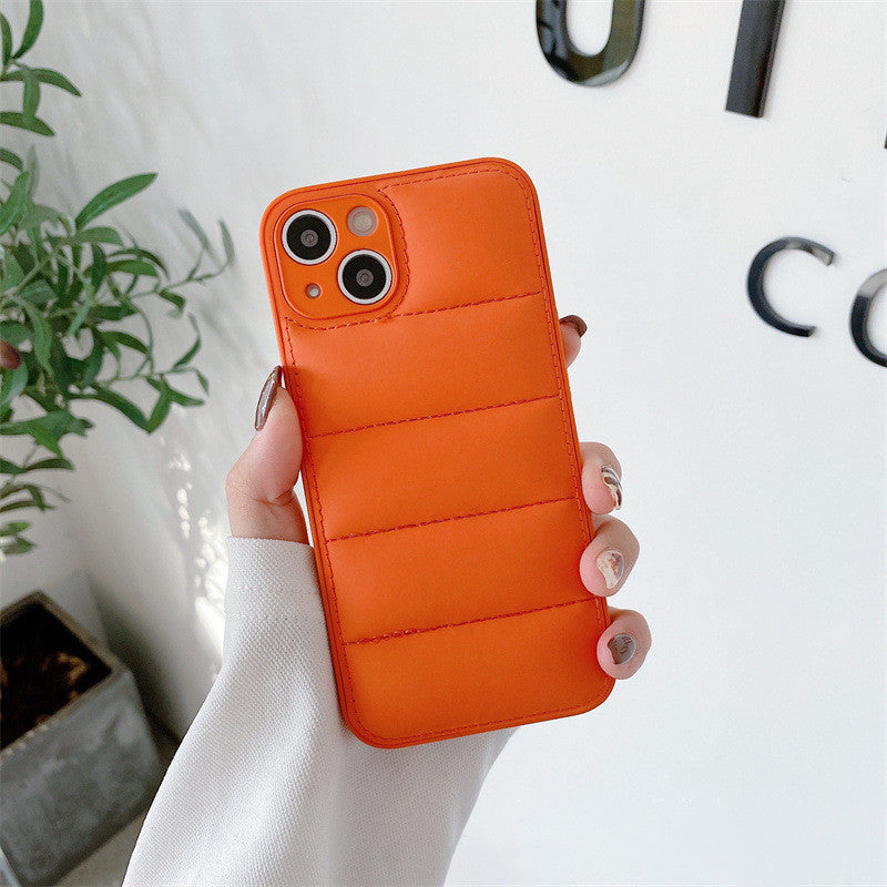 Fashion Solid Color Down Jacket Phone Case