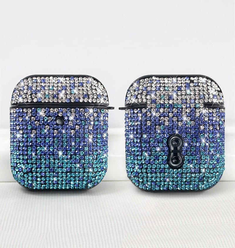 Applicable To Bluetooth Earbuds Case Protective Case Diamond 1 Generation 2 Generation Gradient Rhinestone Fashion Earphone Sleeves