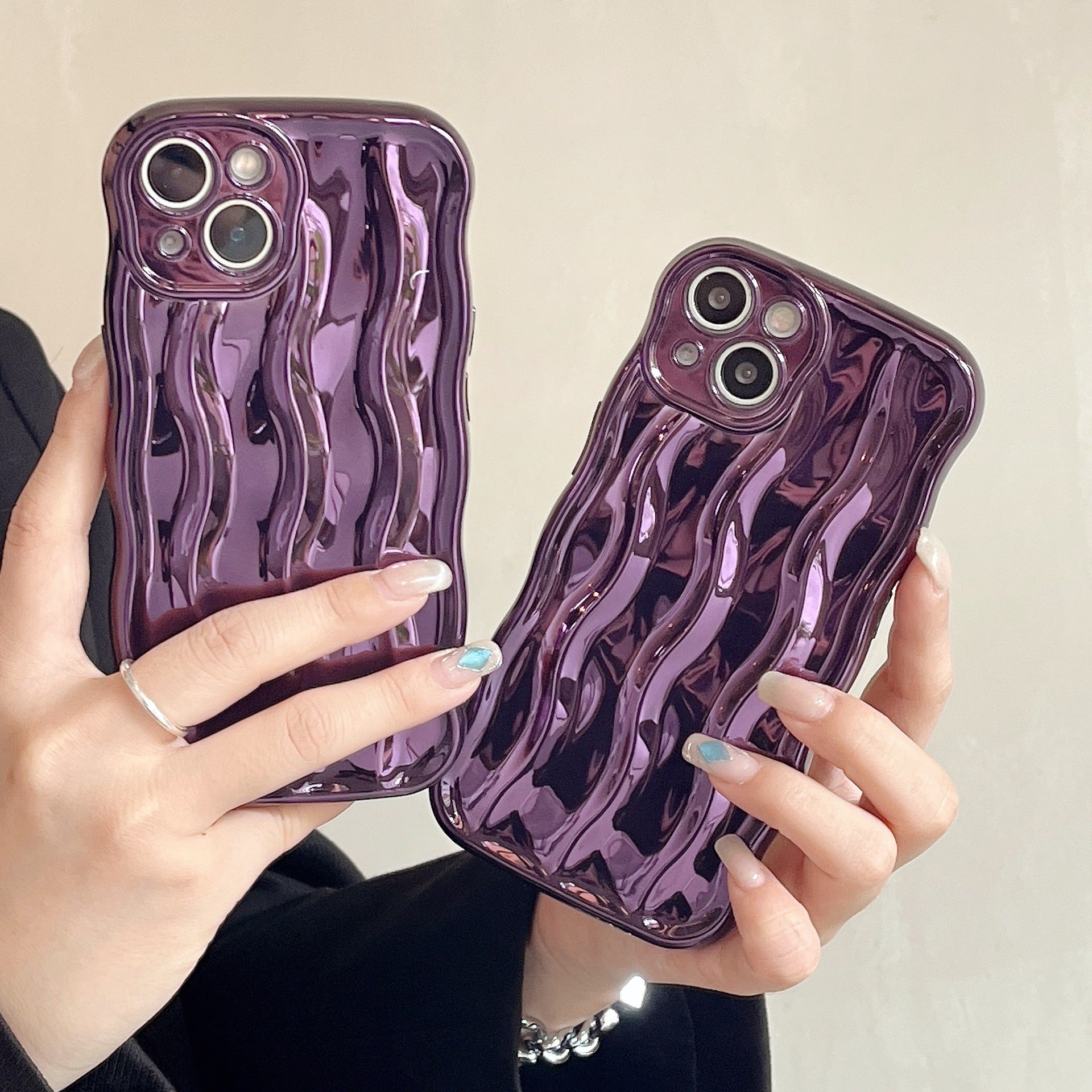 Electroplating Water Ripple Suitable Phone Case Solid Color