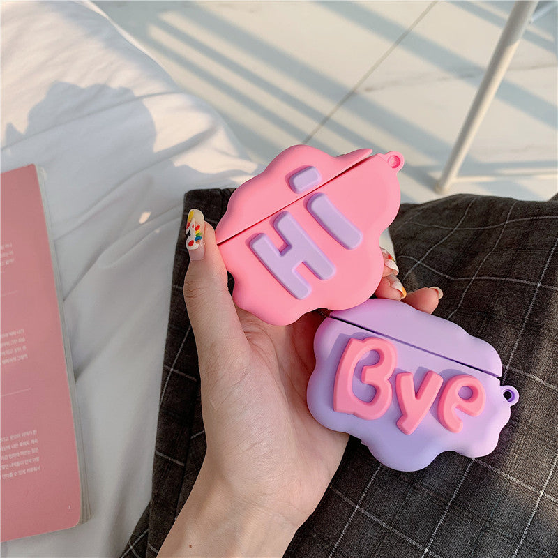 Air Pod 2 Case 3D HI BYE Cloud Letter Cartoon Soft Silicone Wireless Earphone Cases For Apple Air pods Case Cute Cover