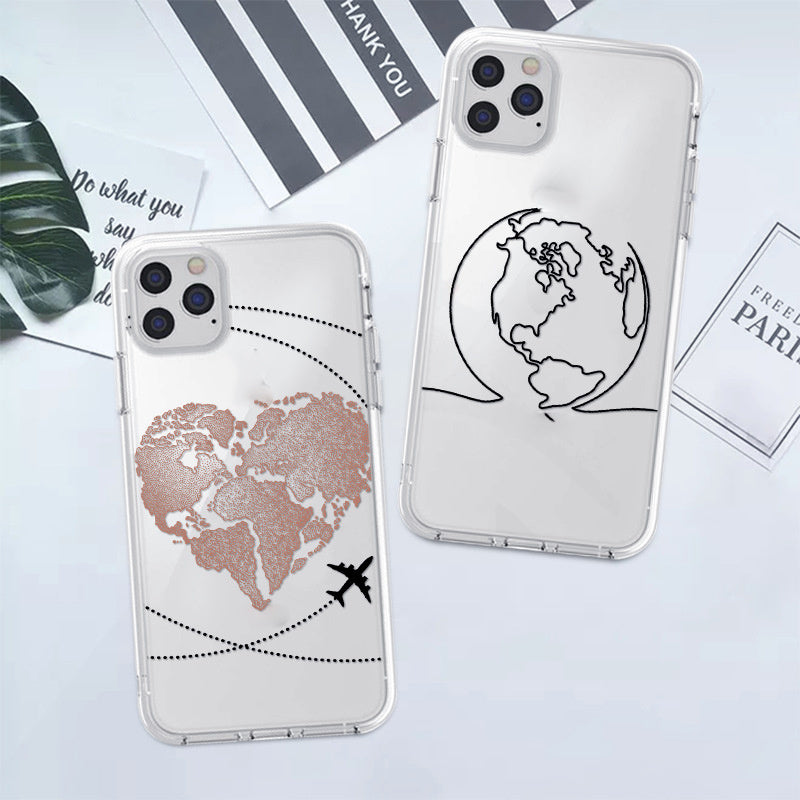 Fashion Map Transparent Silicone Phone Case