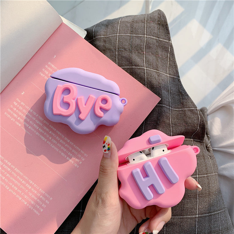 Air Pod 2 Case 3D HI BYE Cloud Letter Cartoon Soft Silicone Wireless Earphone Cases For Apple Air pods Case Cute Cover