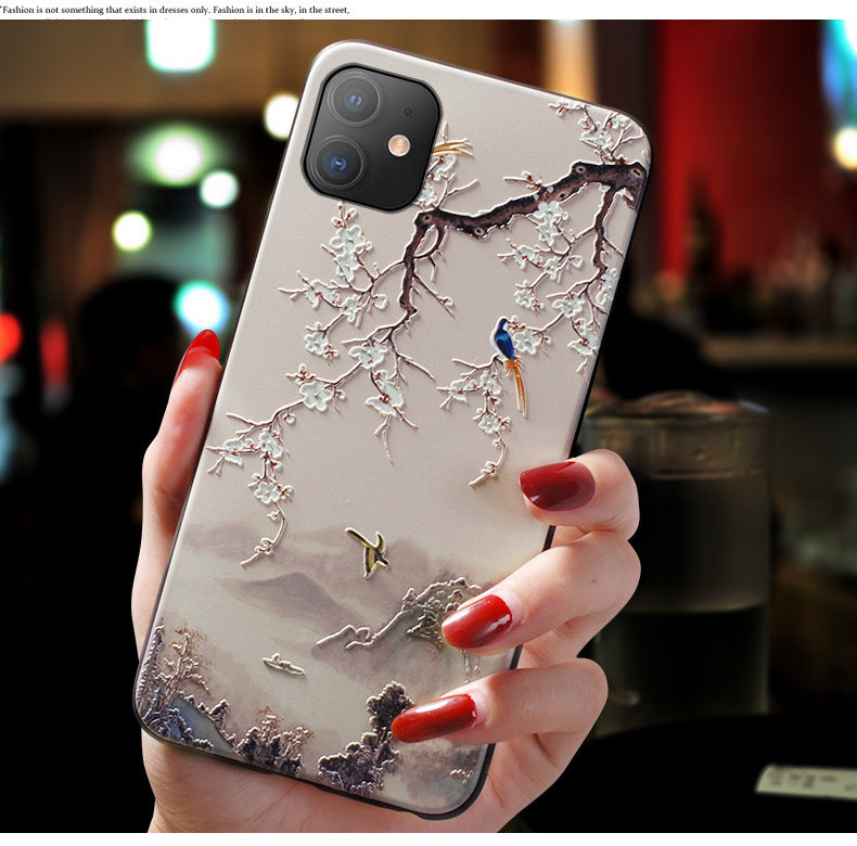 Mobile Phone Shell Chinese Style Embossed Frosted Soft Shell