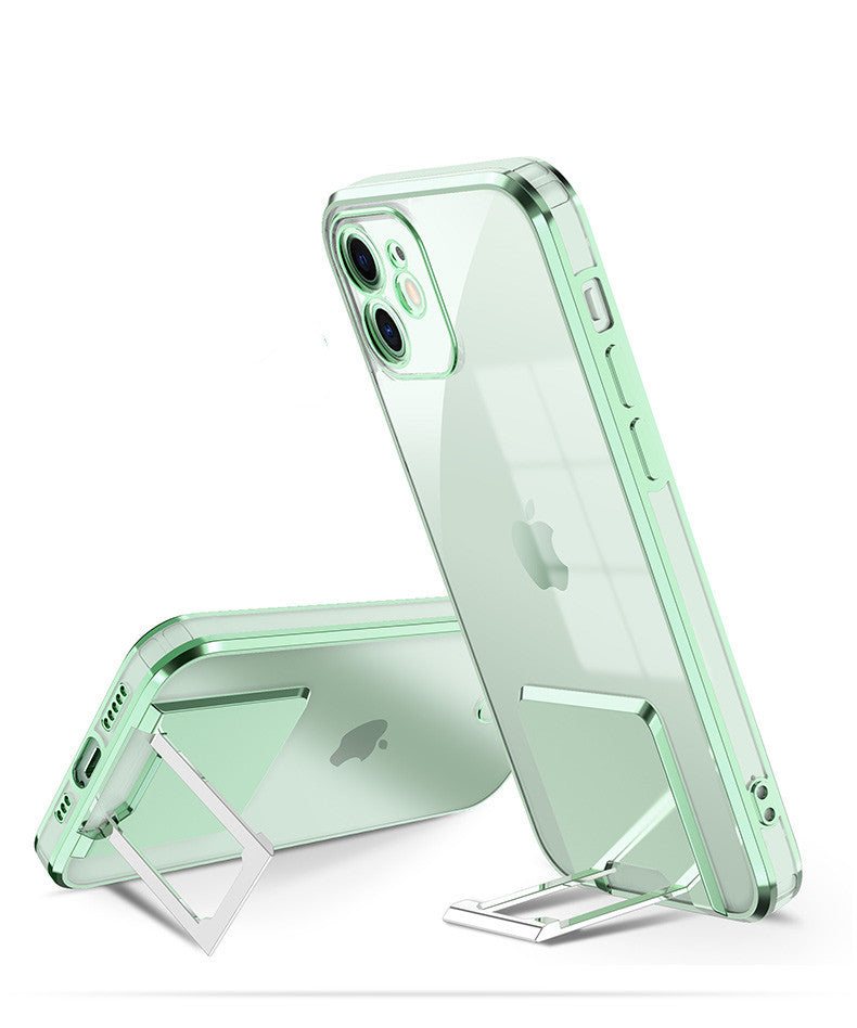 Transparent Bracket Phone Case Electroplating All-inclusive Protective Cover