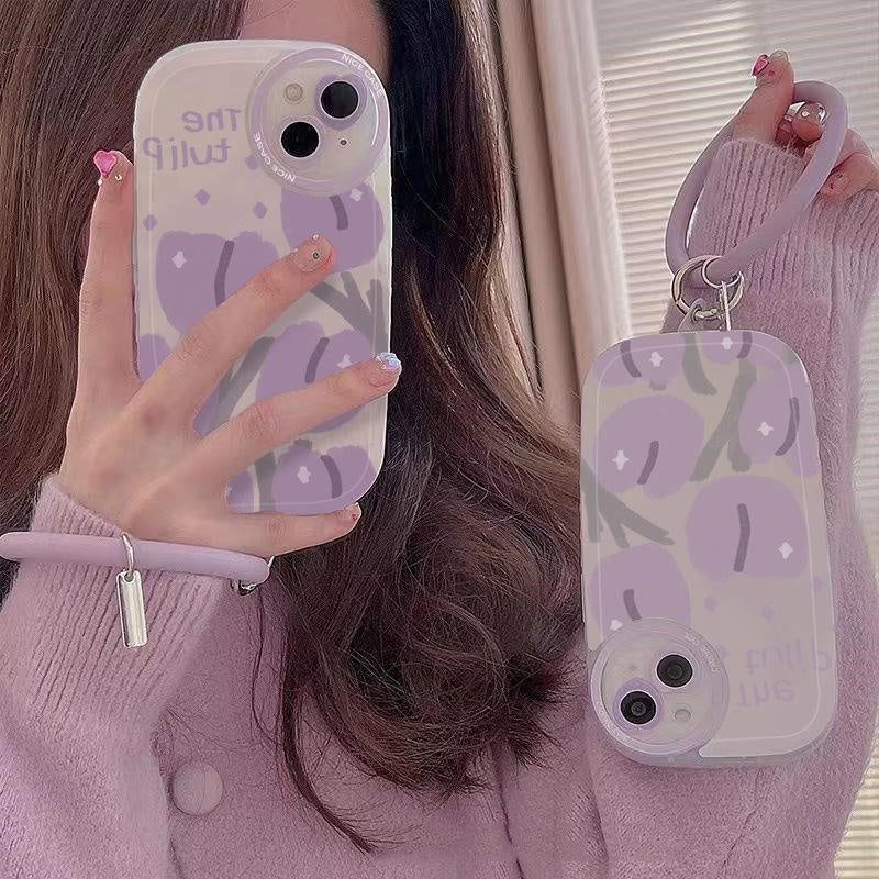 Purple Tulip Transparent Ring Phone Case