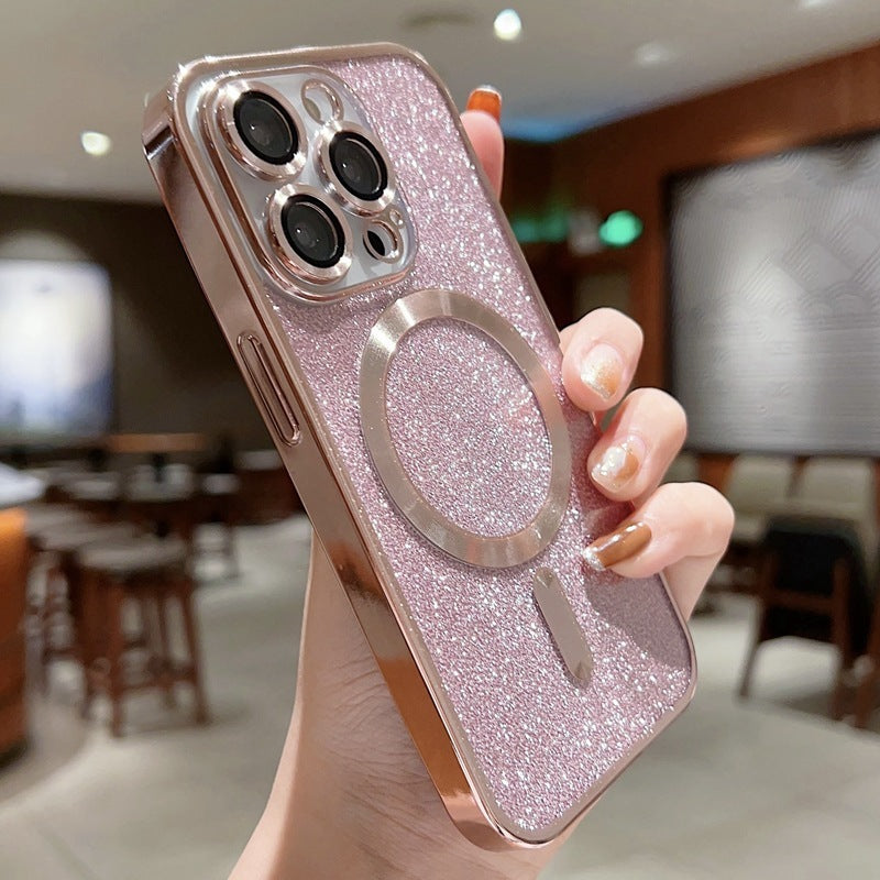 Phone Case Magnetic Charging Electroplating Glitter All-inclusive