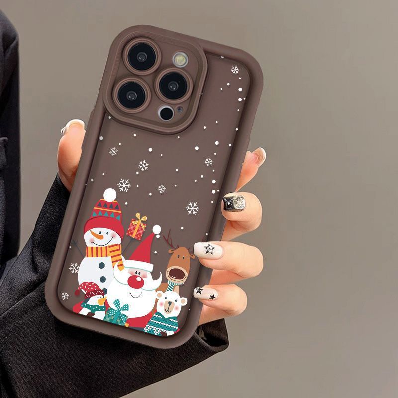 Cute Santa Claus Phone Case Frosted Advanced Christmas Pattern Case For Phone Shockproof Soft Silicone Phone Cover