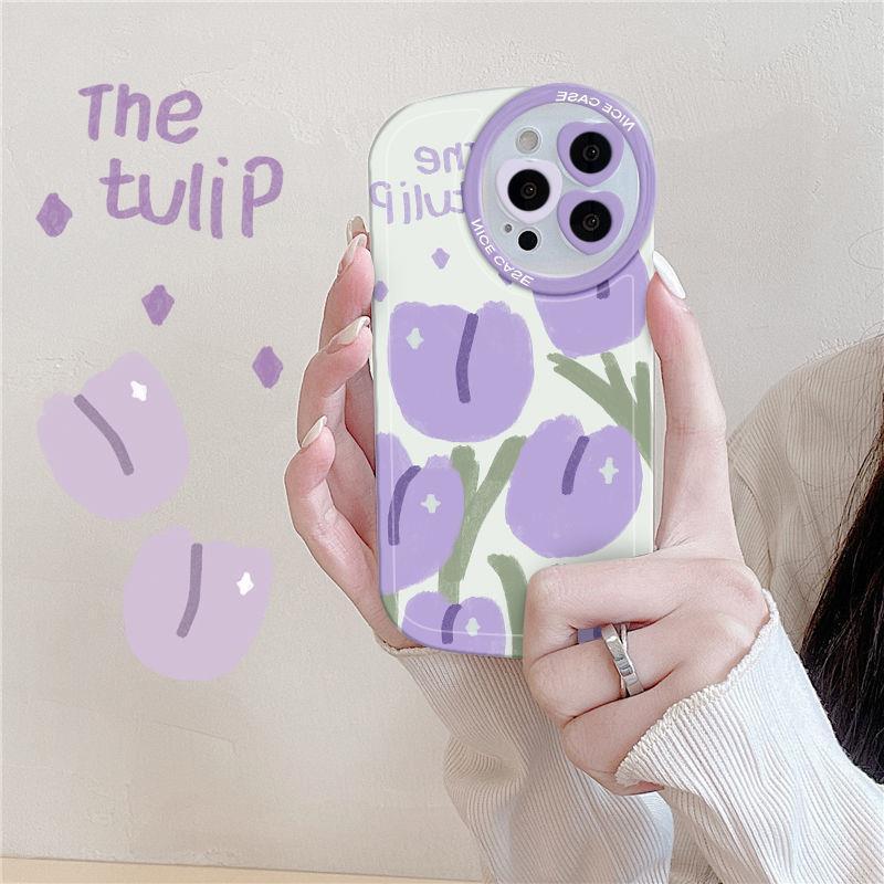 Purple Tulip Transparent Ring Phone Case