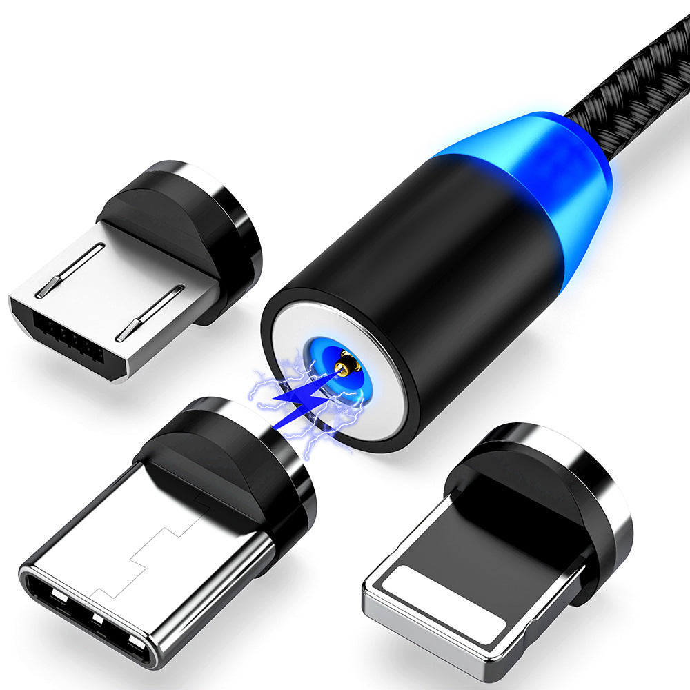 Magnetic Data Cable, Fast Charging, Flash Charging Tip, Car Charging Cable, Three In One