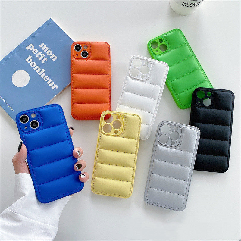 Fashion Solid Color Down Jacket Phone Case