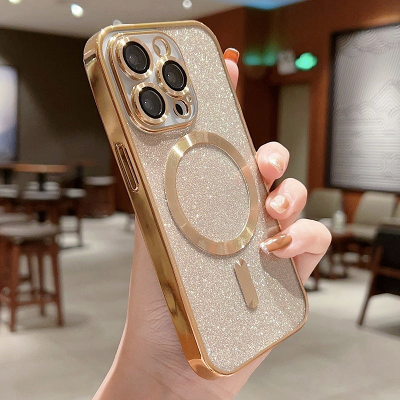 Phone Case Magnetic Charging Electroplating Glitter All-inclusive