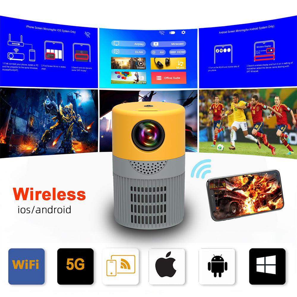 YT400 Home HD Projector 5G WIFI Connection 40 ANSI Mini Portable 480X360 Wireless Same Screen Phone Projection